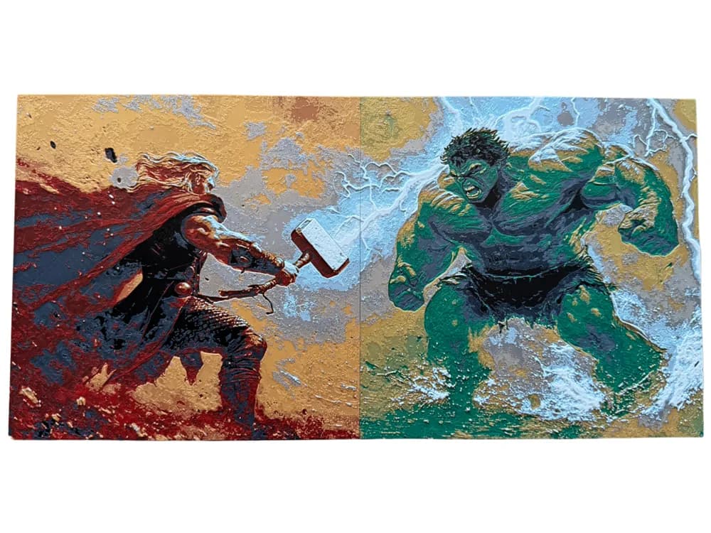 Hulk Vs Thor - 2 Panel Hueforge - 400x200 by Canadian Gamer HueForge model: Hulk Vs Thor - 2 Panel Hueforge - 400x200 by Canadian Gamer