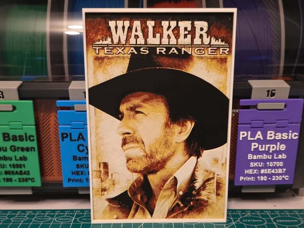 Walker, Texas Ranger Series Poster - Hueforge Art by Lumpy3D HueForge model: Walker, Texas Ranger Series Poster - Hueforge Art by Lumpy3D