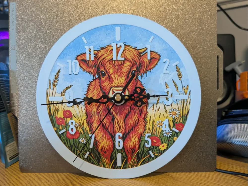 Highland cow clock by 3dGlow HueForge model: Highland cow clock by 3dGlow