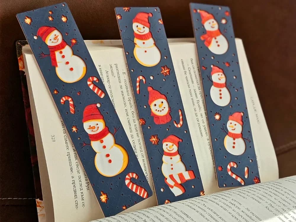 Snowy Smiles - Christmas Bookmarks Set by C3D HueForge model: Snowy Smiles - Christmas Bookmarks Set by C3D