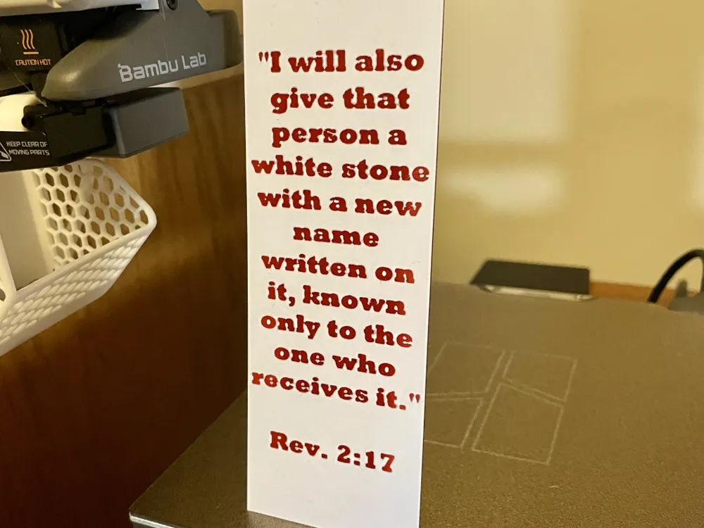 Revelation 2:17 Bookmark by 3D_Forged HueForge model: Revelation 2:17 Bookmark by 3D_Forged