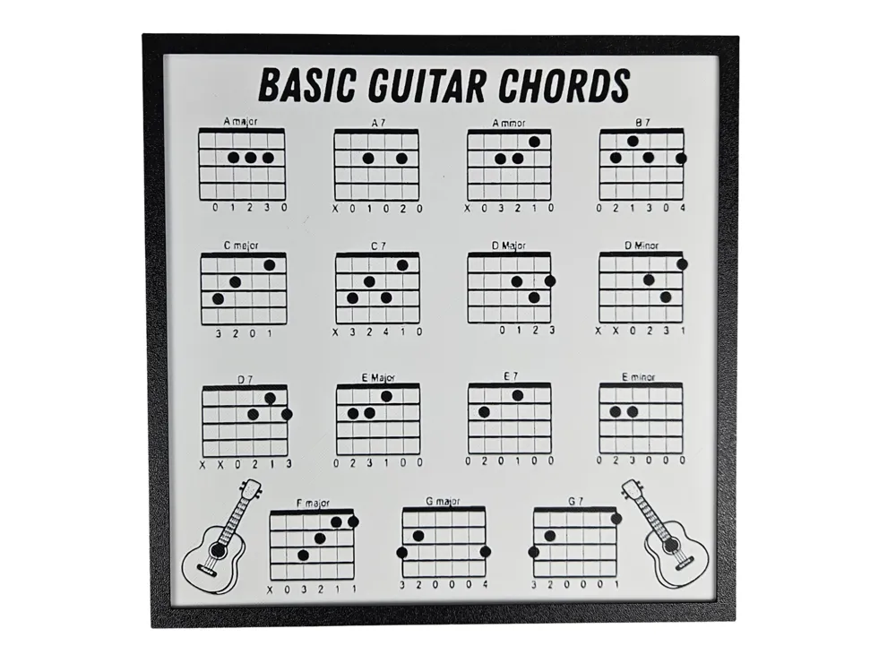Basic Guitar Chords by BusyKikiBee HueForge model: Basic Guitar Chords by BusyKikiBee