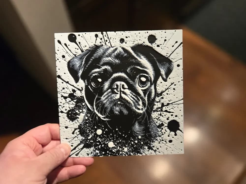 Graffiti Black Pug Hueforge by 3Ree Printing HueForge model: Graffiti Black Pug Hueforge by 3Ree Printing