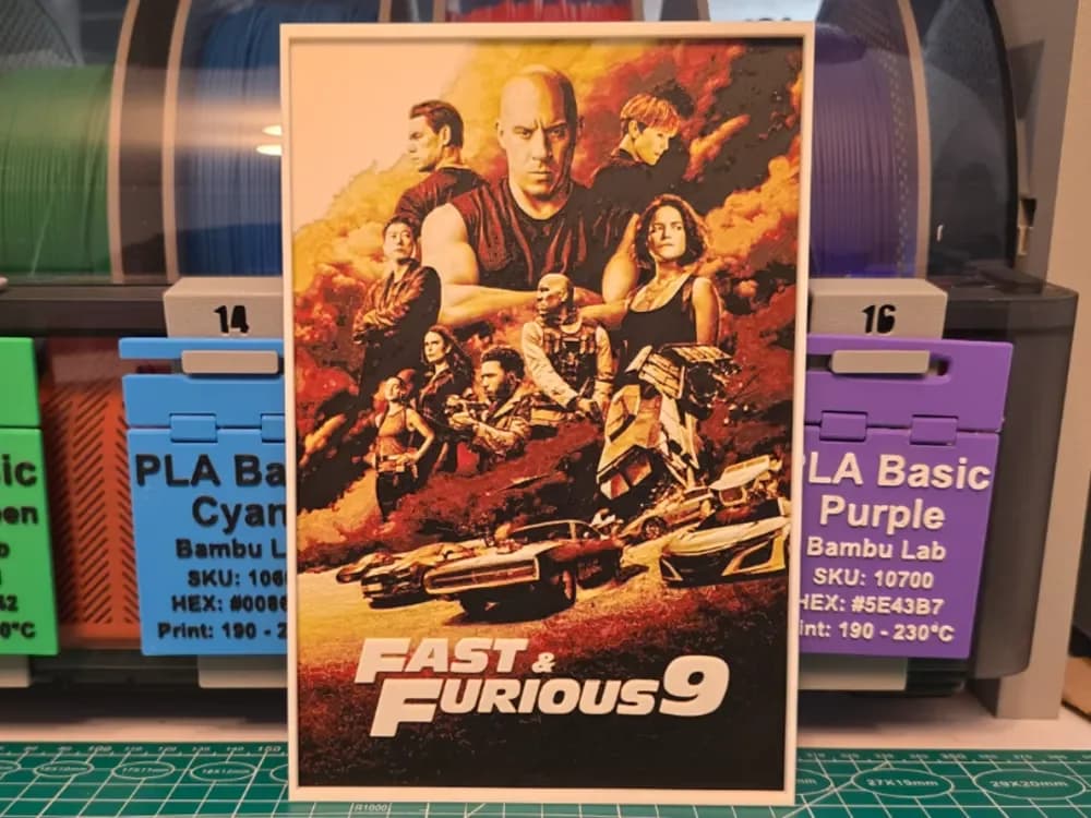 Fast & Furious 9 Movie Poster - Hueforge Art by Lumpy3D HueForge model: Fast & Furious 9 Movie Poster - Hueforge Art by Lumpy3D