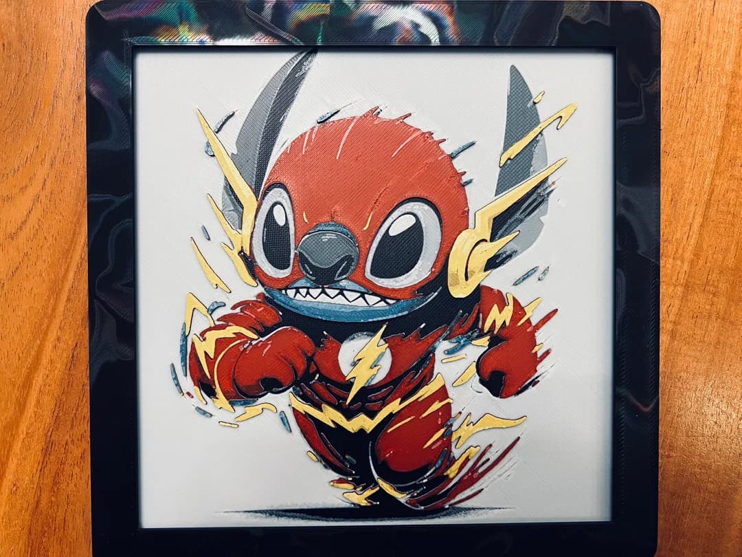 Stitch Dressed as The Flash by JustBe 3D Printing HueForge model: Stitch Dressed as The Flash by JustBe 3D Printing
