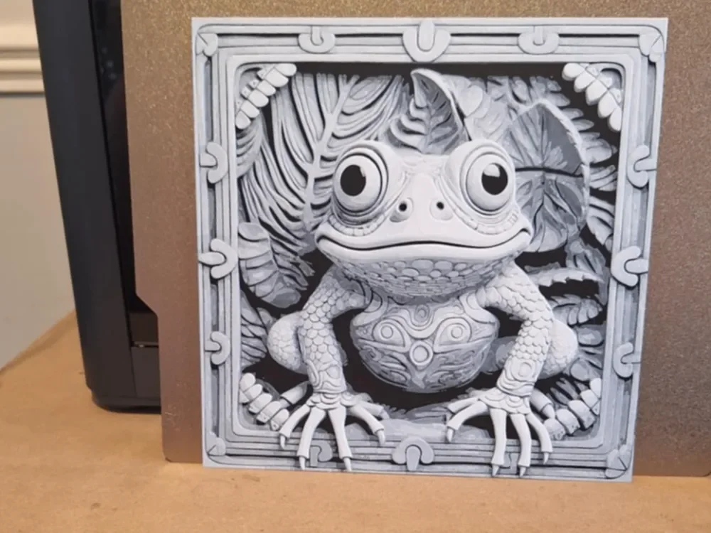Bionic frog - hueforge 3d effect - 2 colours by 3dGlow HueForge model: Bionic frog - hueforge 3d effect - 2 colours by 3dGlow