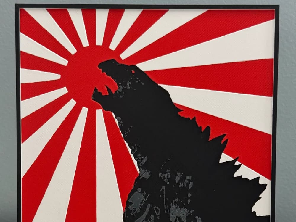 Godzilla Japan Sun by Strata Prints HueForge model: Godzilla Japan Sun by Strata Prints