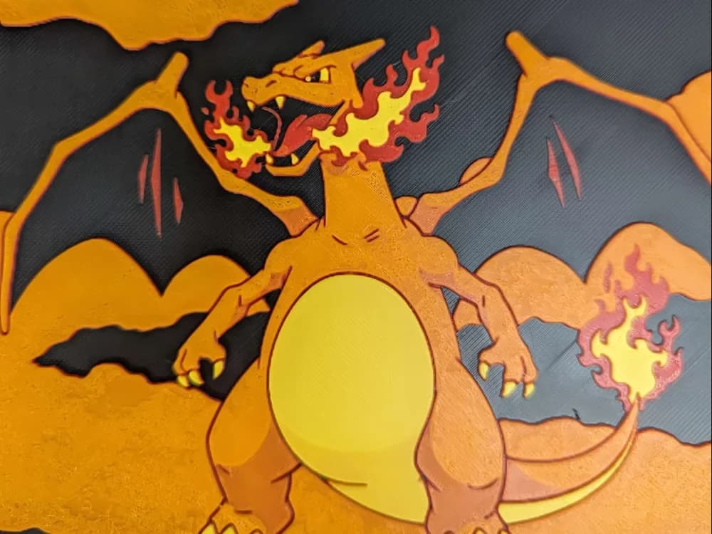 hueforge dracaufeu v2 Charizard by ZombiePaint3D HueForge model: hueforge dracaufeu v2 Charizard by ZombiePaint3D