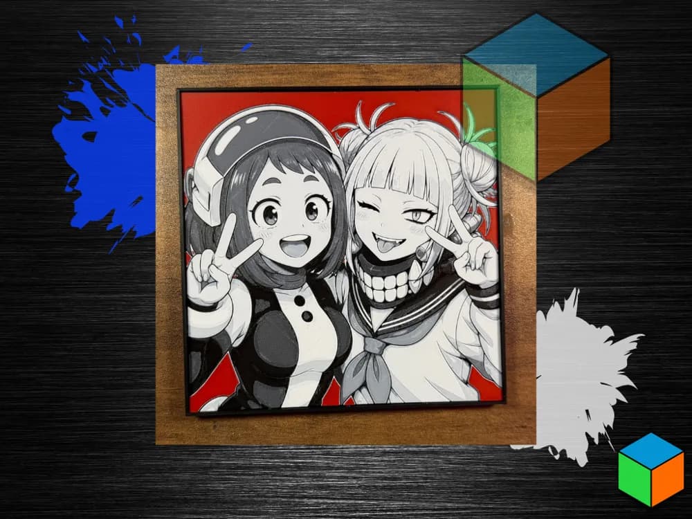 Ochako & Toga Selfie — HueForge Wall Art Ochako & Toga Selfie — HueForge Wall Art