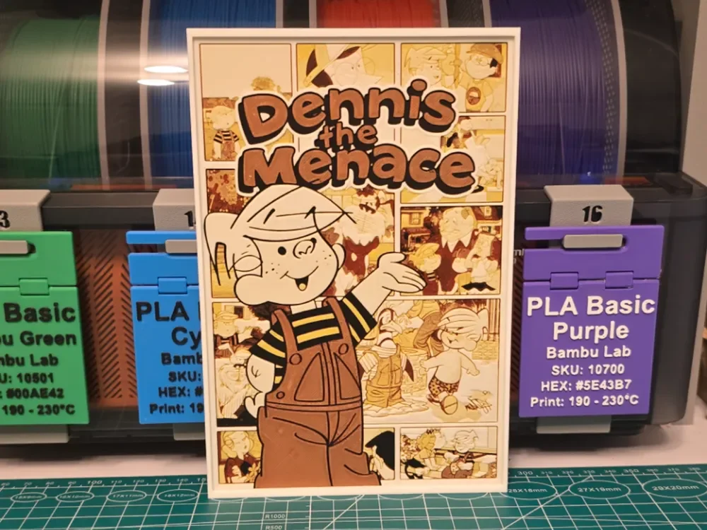 Dennis the Menace Cartoon Poster - Hueforge Art by Lumpy3D HueForge model: Dennis the Menace Cartoon Poster - Hueforge Art by Lumpy3D