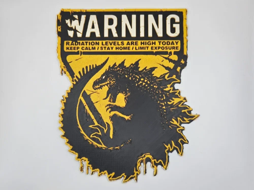 Sign Warning Godzilla by Kactus Fpv HueForge model: Sign Warning Godzilla by Kactus Fpv
