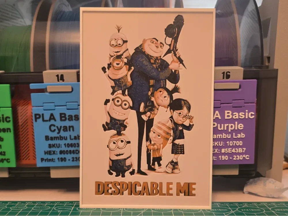 Despicable Me Movie Poster - Hueforge Art by Lumpy3D HueForge model: Despicable Me Movie Poster - Hueforge Art by Lumpy3D