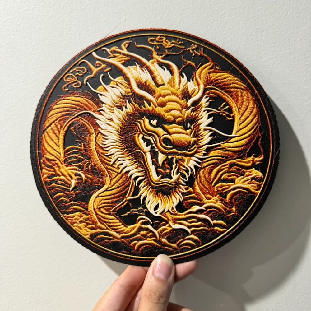 HueForge model: 'Embroidered' Dragon - HueForge Print by cyanidesugar