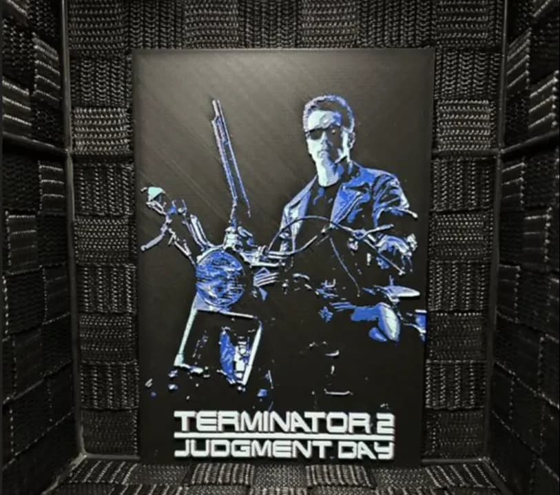 Hueforge Movie Poster - Terminator 2 - by JoDau HueForge model: Hueforge Movie Poster - Terminator 2 - by JoDau