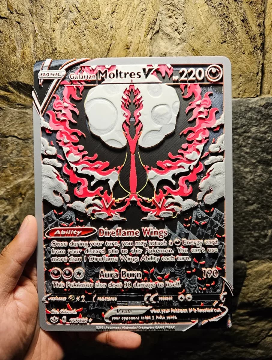 Galarian Moltres V #177 Pokémon Card Hueforge by Loki HueForge model: Galarian Moltres V #177 Pokémon Card Hueforge by Loki