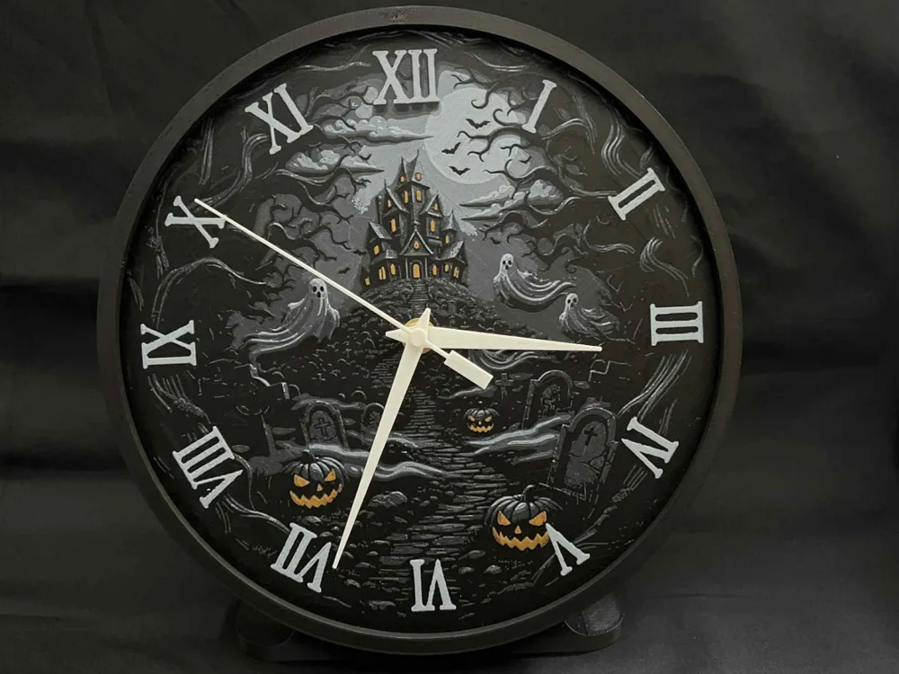 Halloween Clock - Customizable by 3djd HueForge model: Halloween Clock - Customizable by 3djd