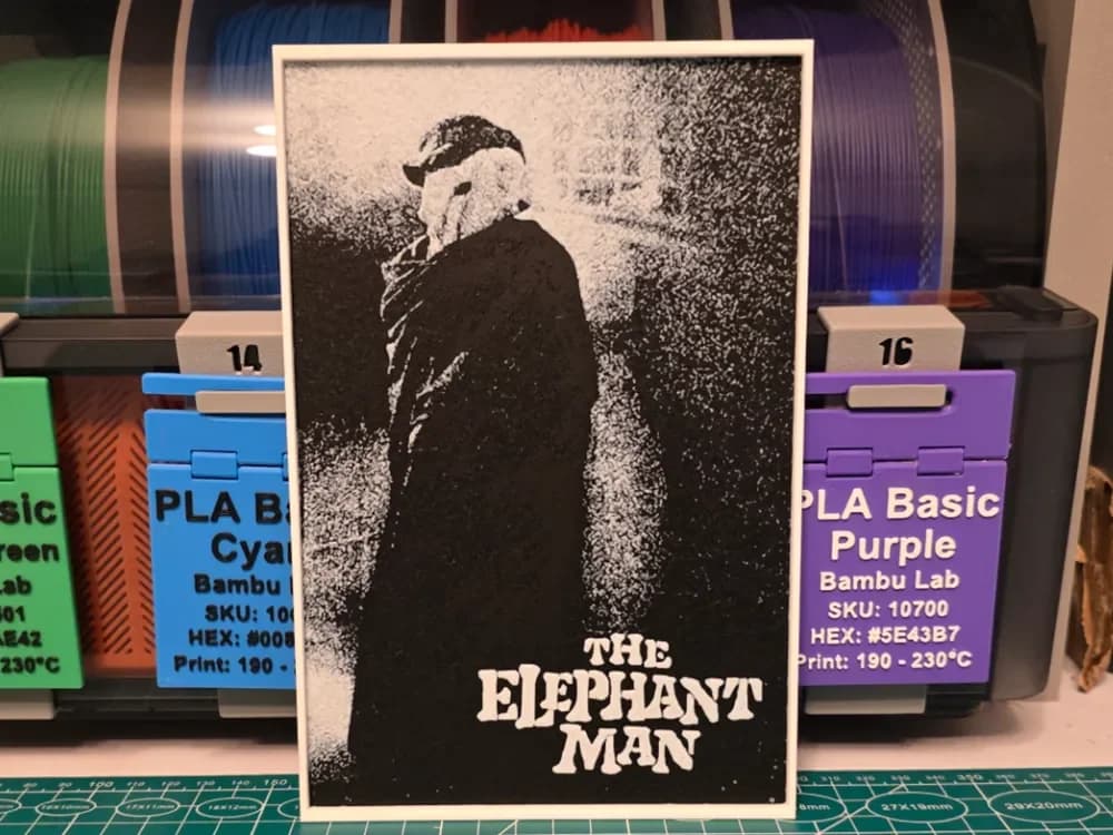 The Elephant Man Movie Poster - Hueforge Art by Lumpy3D HueForge model: The Elephant Man Movie Poster - Hueforge Art by Lumpy3D