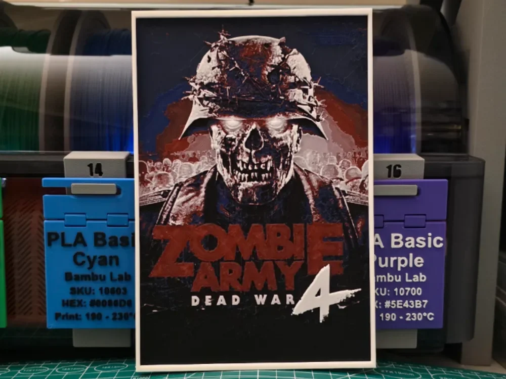 HueForge model: Zombie Army 4: Dead War Poster - Hueforge Art by Lumpy3D
