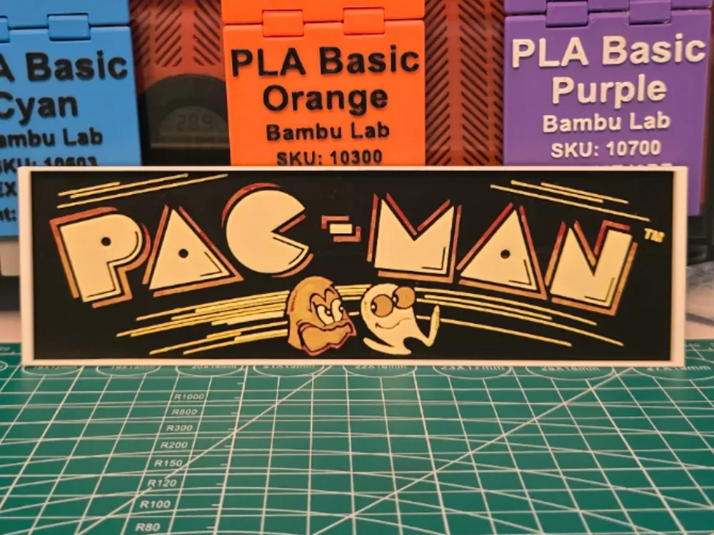 Pac-Man Arcade Marquee - Hueforge Art by Lumpy3D HueForge model: Pac-Man Arcade Marquee - Hueforge Art by Lumpy3D