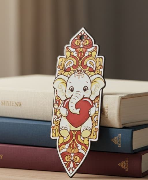 Valentines Day Bookmark - Elephant - Hueforge - 4 colors
