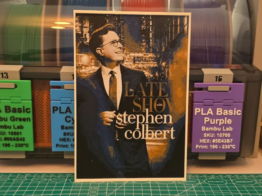 The Late Show with Stephen Colbert - Hueforge Art by Lumpy3D HueForge model: The Late Show with Stephen Colbert - Hueforge Art by Lumpy3D