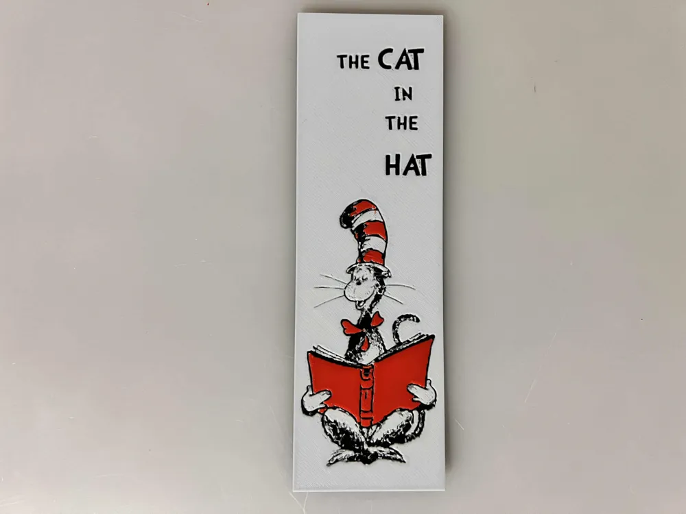 Bookmark - Dr. Seuss The Cat in the Hat by 3djd HueForge model: Bookmark - Dr. Seuss The Cat in the Hat by 3djd