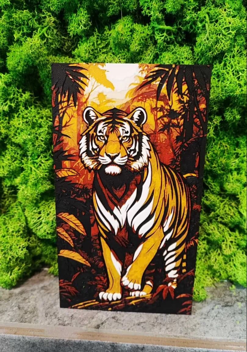 Sunset Tiger by Garuda3D HueForge model: Sunset Tiger by Garuda3D