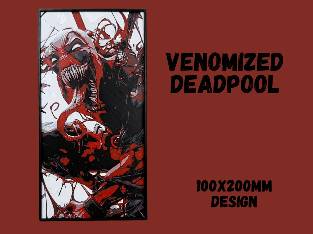 Venomized Deadpool - Marvel Comics by Canadian Gamer HueForge model: Venomized Deadpool - Marvel Comics by Canadian Gamer
