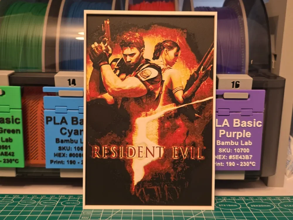 Resident Evil 5 Poster - Hueforge Art by Lumpy3D HueForge model: Resident Evil 5 Poster - Hueforge Art by Lumpy3D