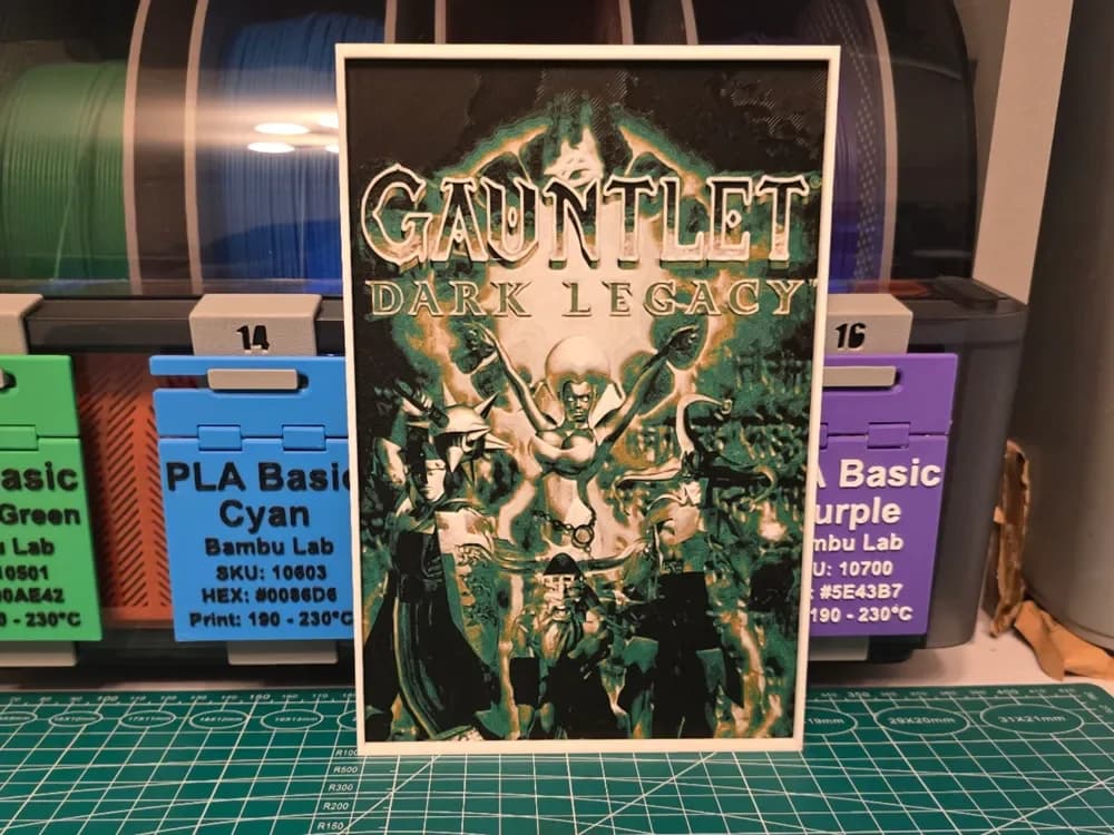 Gauntlet Dark Legacy Game Poster - Hueforge Art by Lumpy3D HueForge model: Gauntlet Dark Legacy Game Poster - Hueforge Art by Lumpy3D