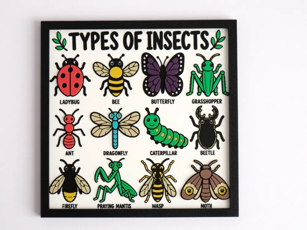 3D Printed Types of Insects Wall Art (5HR Print) 3D Printed Types of Insects Wall Art (5HR Print)