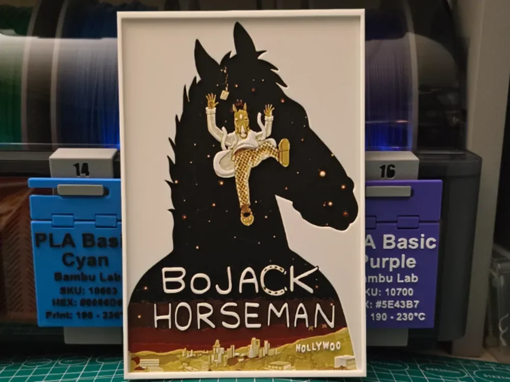 BoJack Horseman Poster - Hueforge Art by Lumpy3D HueForge model: BoJack Horseman Poster - Hueforge Art by Lumpy3D