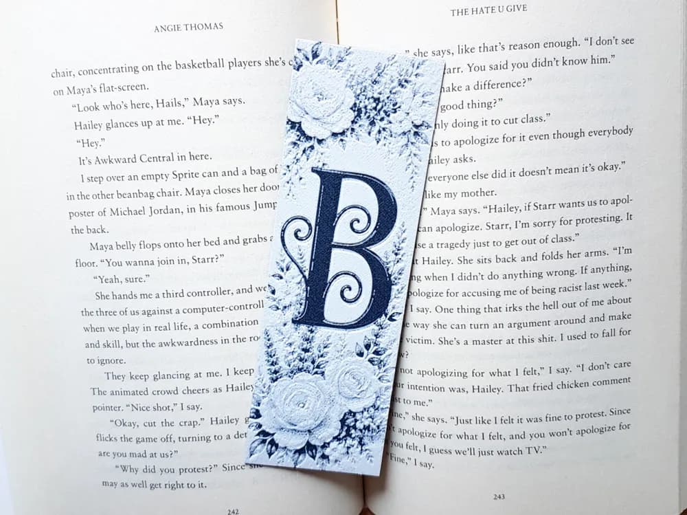 Bookmark, Monogram B, Floral Background, Hueforge Bookmark, Monogram B, Floral Background, Hueforge