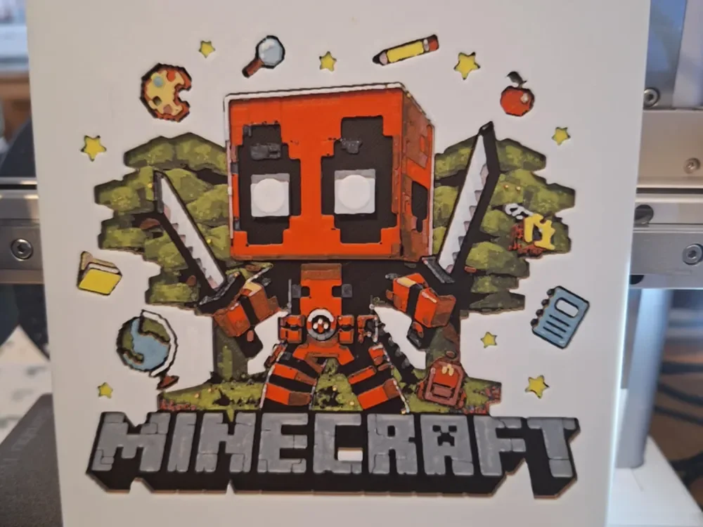 Deadpool Minecraft hueforge 15cm x 15cm by 3dGlow HueForge model: Deadpool Minecraft hueforge 15cm x 15cm by 3dGlow
