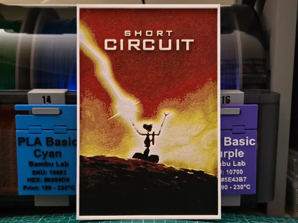 Short Circuit Movie Poster - Hueforge Art by Lumpy3D HueForge model: Short Circuit Movie Poster - Hueforge Art by Lumpy3D