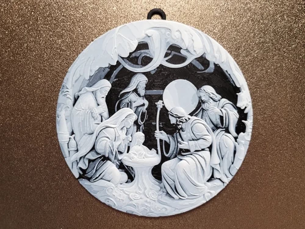Nativity Scene - Christmas Ball Decoration 120x120 by Vincent111 HueForge model: Nativity Scene - Christmas Ball Decoration 120x120 by Vincent111