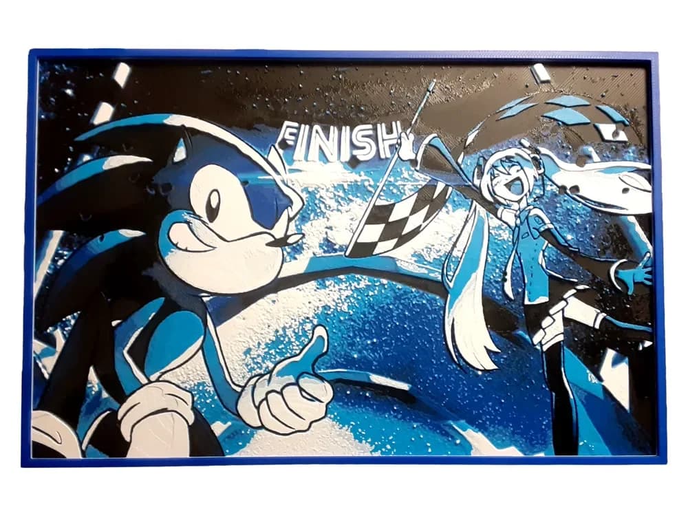 HueForge model: Sonic the Hedgehog Hatsune Miku Hueforge Blue Sega by Elsie Moonshadow