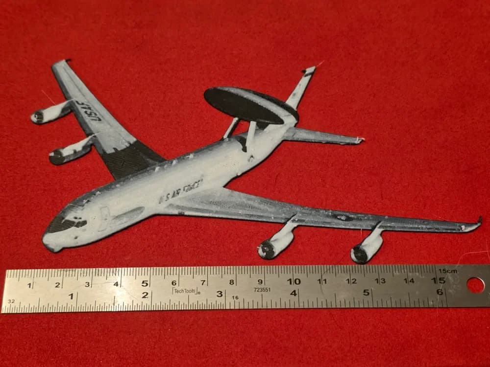 Boeing E-3B Sentry (707-300) Hueforge Bookmark by AirMechDesigns HueForge model: Boeing E-3B Sentry (707-300) Hueforge Bookmark by AirMechDesigns