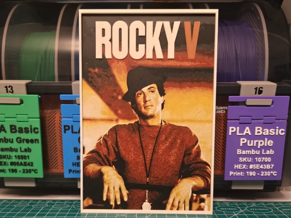 Rocky V Movie Poster - Hueforge Art by Lumpy3D HueForge model: Rocky V Movie Poster - Hueforge Art by Lumpy3D