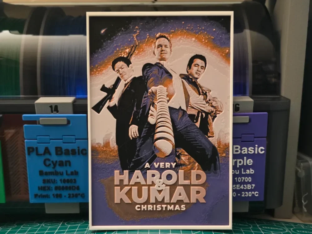 A Very Harold & Kumar Christmas Poster - Hueforge by Lumpy3D HueForge model: A Very Harold & Kumar Christmas Poster - Hueforge by Lumpy3D