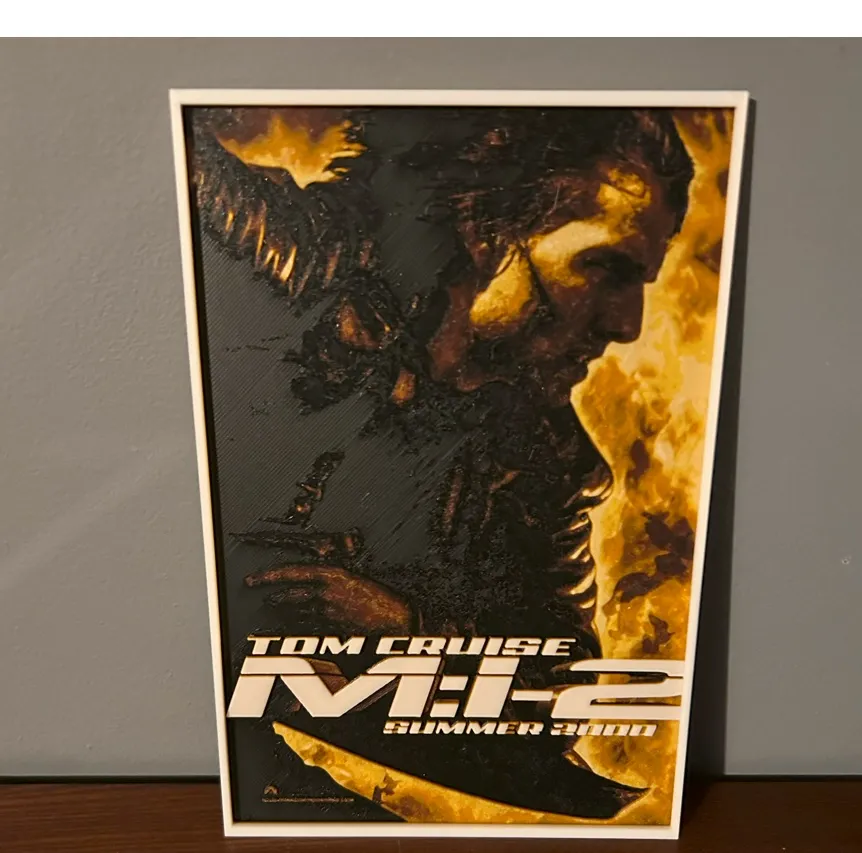 Hueforge Movie Poster - Mission Impossible 2 - by JoDau HueForge model: Hueforge Movie Poster - Mission Impossible 2 - by JoDau