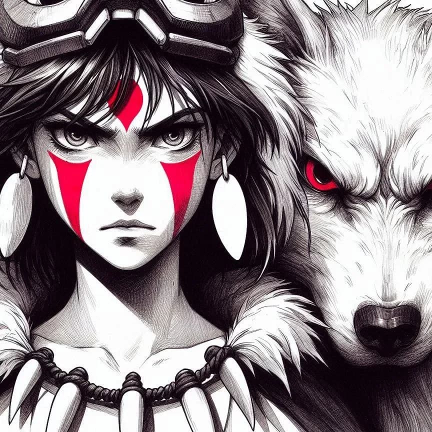 Hueforge Princess Mononoke by Litolunar HueForge model: Hueforge Princess Mononoke by Litolunar