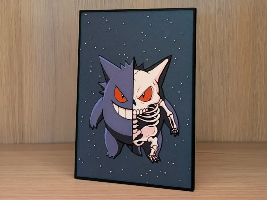 Gengar 50/50 Hueforge & Frame by Nextopia HueForge model: Gengar 50/50 Hueforge & Frame by Nextopia
