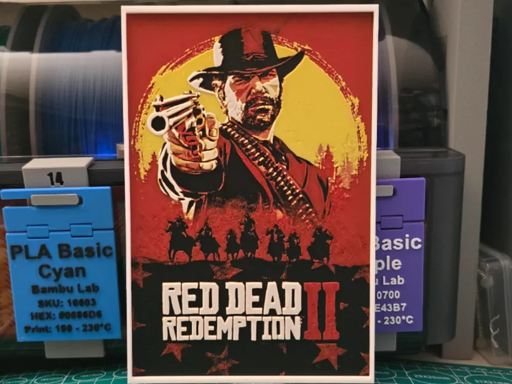 Red Dead Redemption II Poster - Hueforge Art by Lumpy3D HueForge model: Red Dead Redemption II Poster - Hueforge Art by Lumpy3D