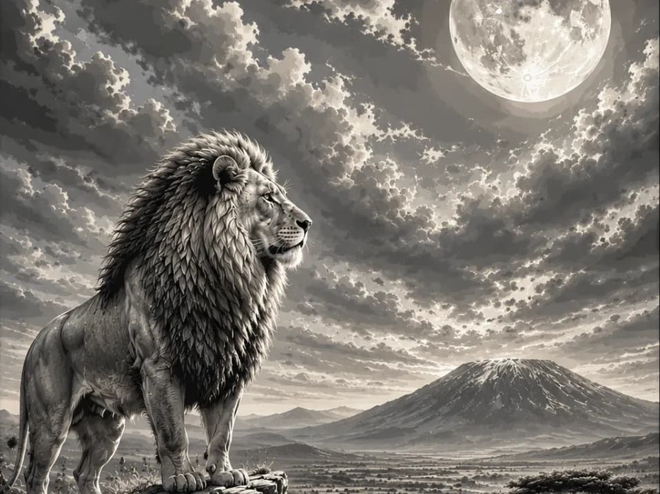 Majestic Lion Under the Full Moon - 4-Colors by Hueforge Maker HueForge model: Majestic Lion Under the Full Moon - 4-Colors by Hueforge Maker