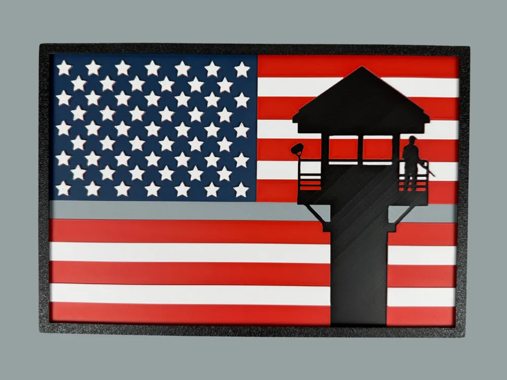 Thin Gray Line - Correctional Officers Flag by Canadian Gamer HueForge model: Thin Gray Line - Correctional Officers Flag by Canadian Gamer