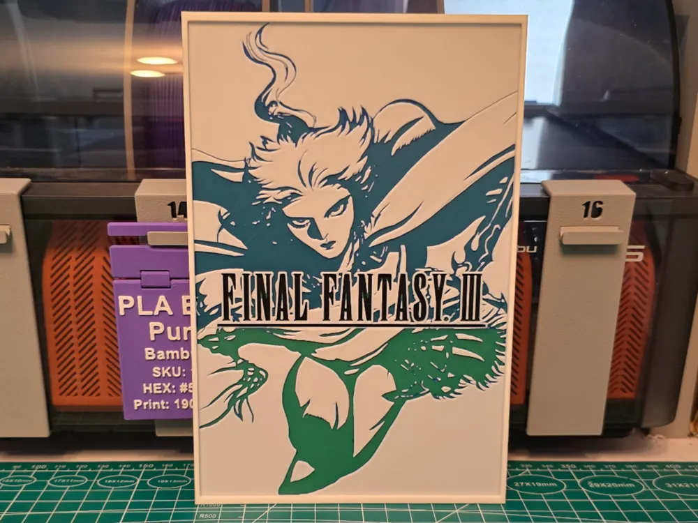 Final Fantasy III Game Poster - Hueforge Art by Lumpy3D HueForge model: Final Fantasy III Game Poster - Hueforge Art by Lumpy3D