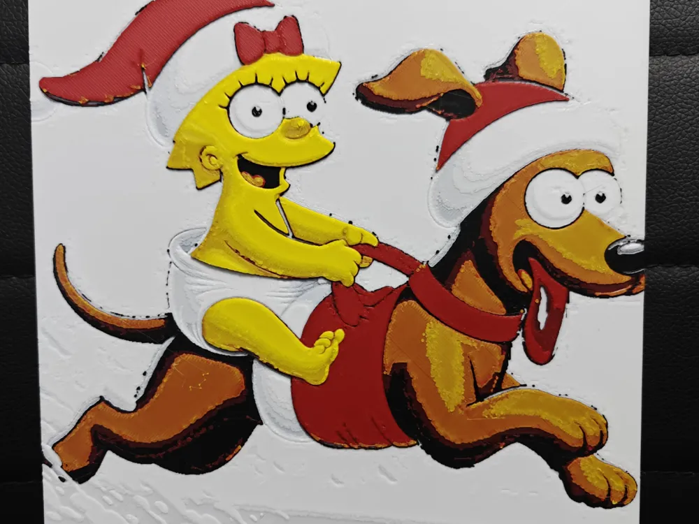 HueForge model: Maggie Simpson & Santa's Little Helper dog by TheHueforgeLady
