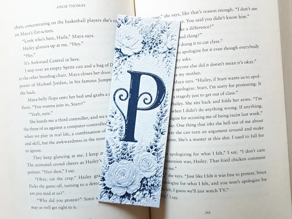 Bookmark, Monogram P, Floral Background, Hueforge Bookmark, Monogram P, Floral Background, Hueforge