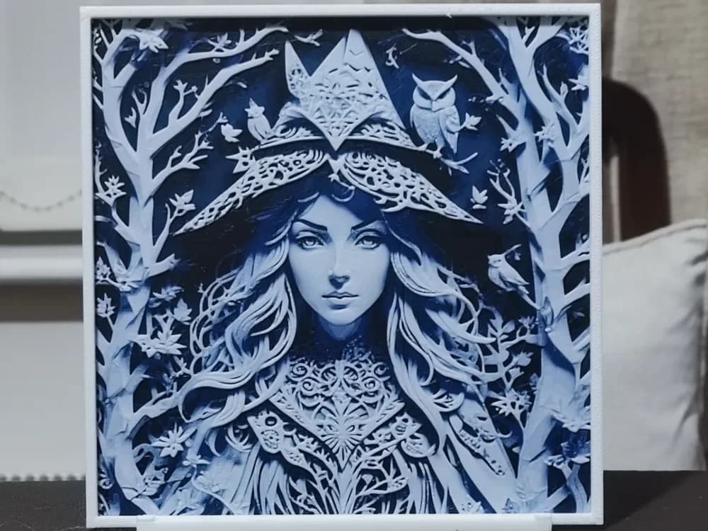 HueForge model: Paperart The Witch - HueForge 3 Color by BoDad